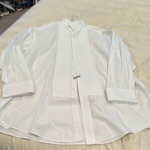 Stafford Formal Elegant White Men's Dress/Formal LS Shirt-18-34-35